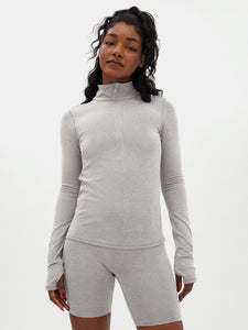 Girlfriend Collective ReSet Mock Neck Half Zip - Coyote