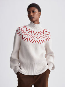 Varley Marcie Fairisle Yoke Knit Sweater - Silver Birch