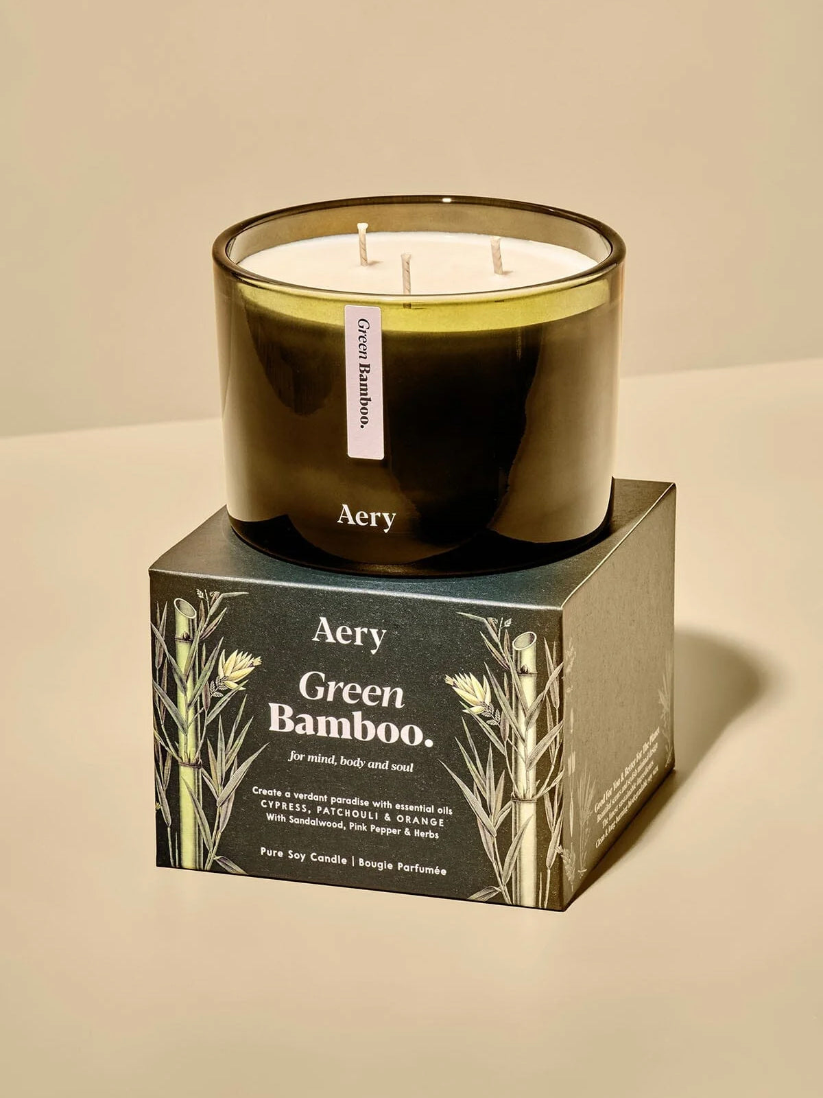 Aery Botanical Triple Wick Candle - Green Bamboo