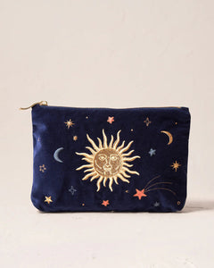 Elizabeth Scarlett Velvet Mini Pouch - Navy Celestial