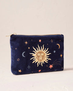 Elizabeth Scarlett Velvet Mini Pouch - Navy Celestial