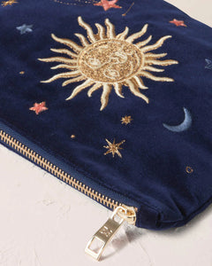 Elizabeth Scarlett Velvet Mini Pouch - Navy Celestial