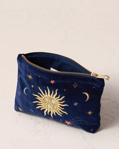 Elizabeth Scarlett Velvet Mini Pouch - Navy Celestial