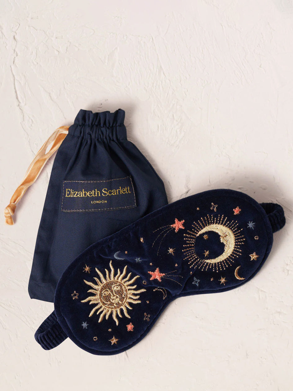 Elizabeth Scarlett Velvet Eye Mask - Navy Celestial