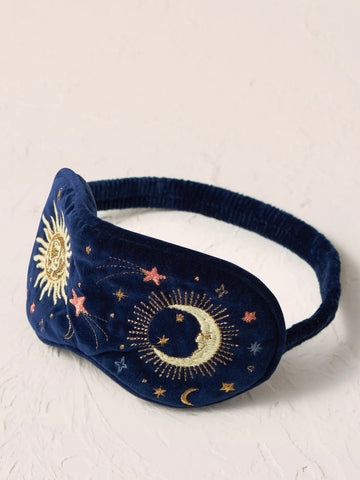 Elizabeth Scarlett Velvet Eye Mask - Navy Celestial