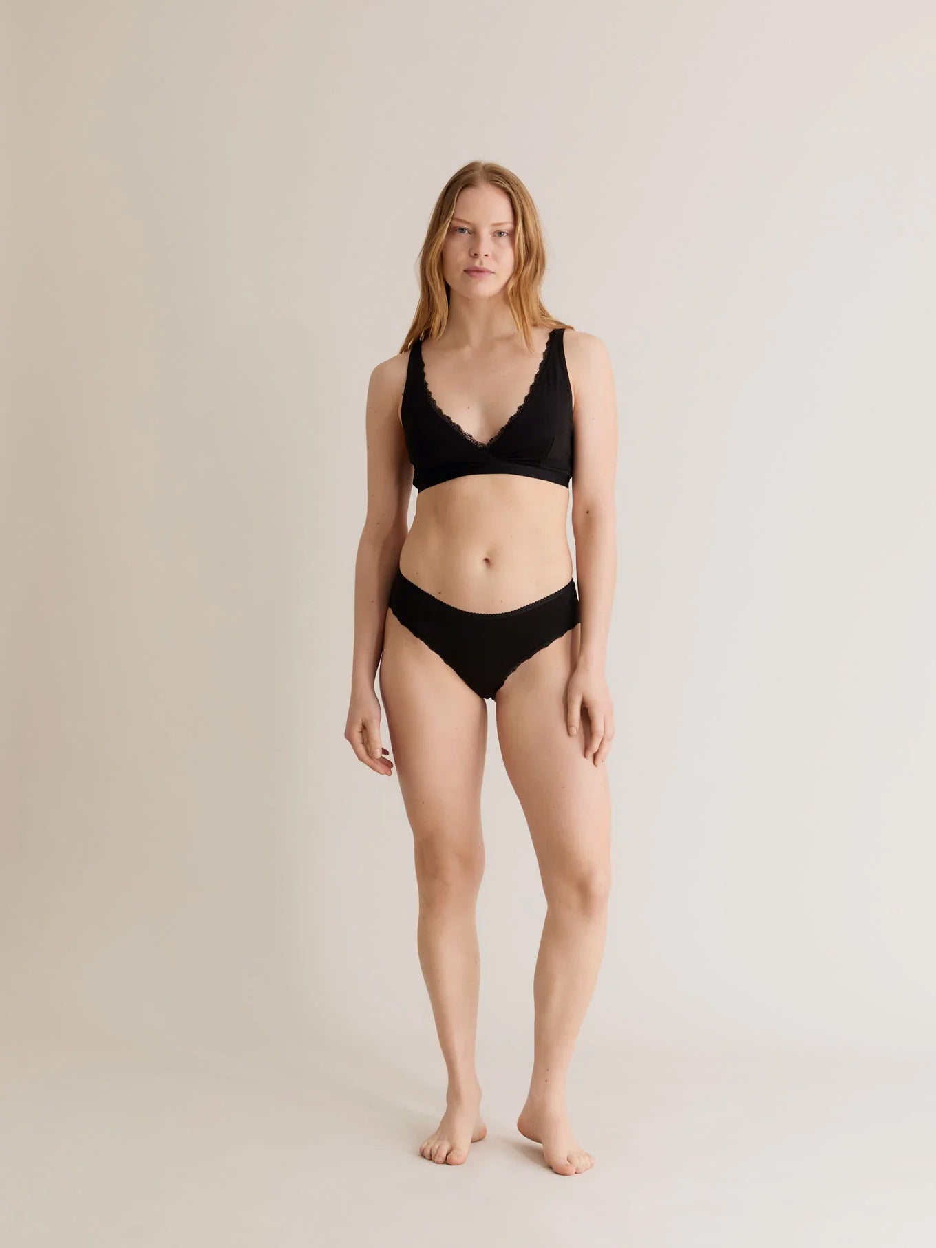 Komodo Paloma Organic Cotton Lace-Trim Knickers - Black