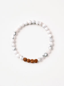 Mala Bead Bracelet - White Howlite