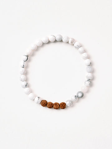 Mala Bead Bracelet - White Howlite