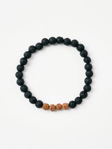 Mala Bead Bracelet - Black Lava