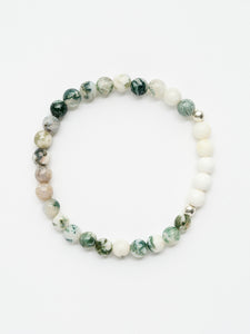 Mala Bead Bracelet - Tree Agate & Mother of Pearl