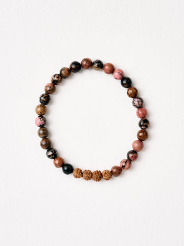 Mala Bead Bracelet - Black Rhodonite