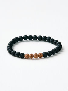 Mala Bead Bracelet - Black Lava