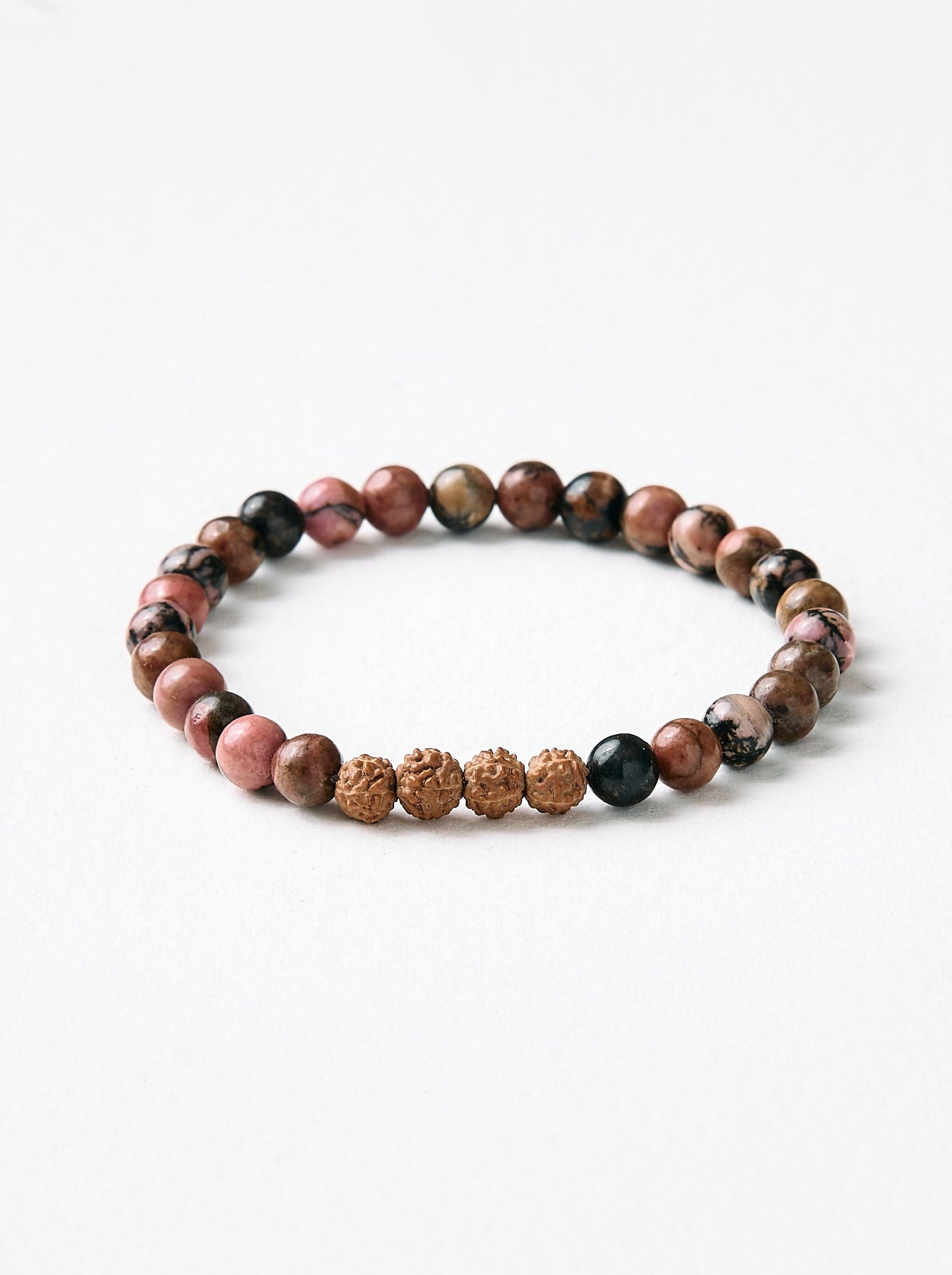 Mala Bead Bracelet - Black Rhodonite