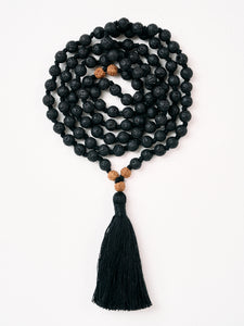 Mala Bead Necklace - Black Lava