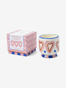 Paddywax Adopo Hearts Ceramic Candle - Rosewood Vanilla