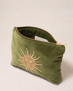 Elizabeth Scarlett Velvet Mini Pouch - Fern Green Sun Goddess