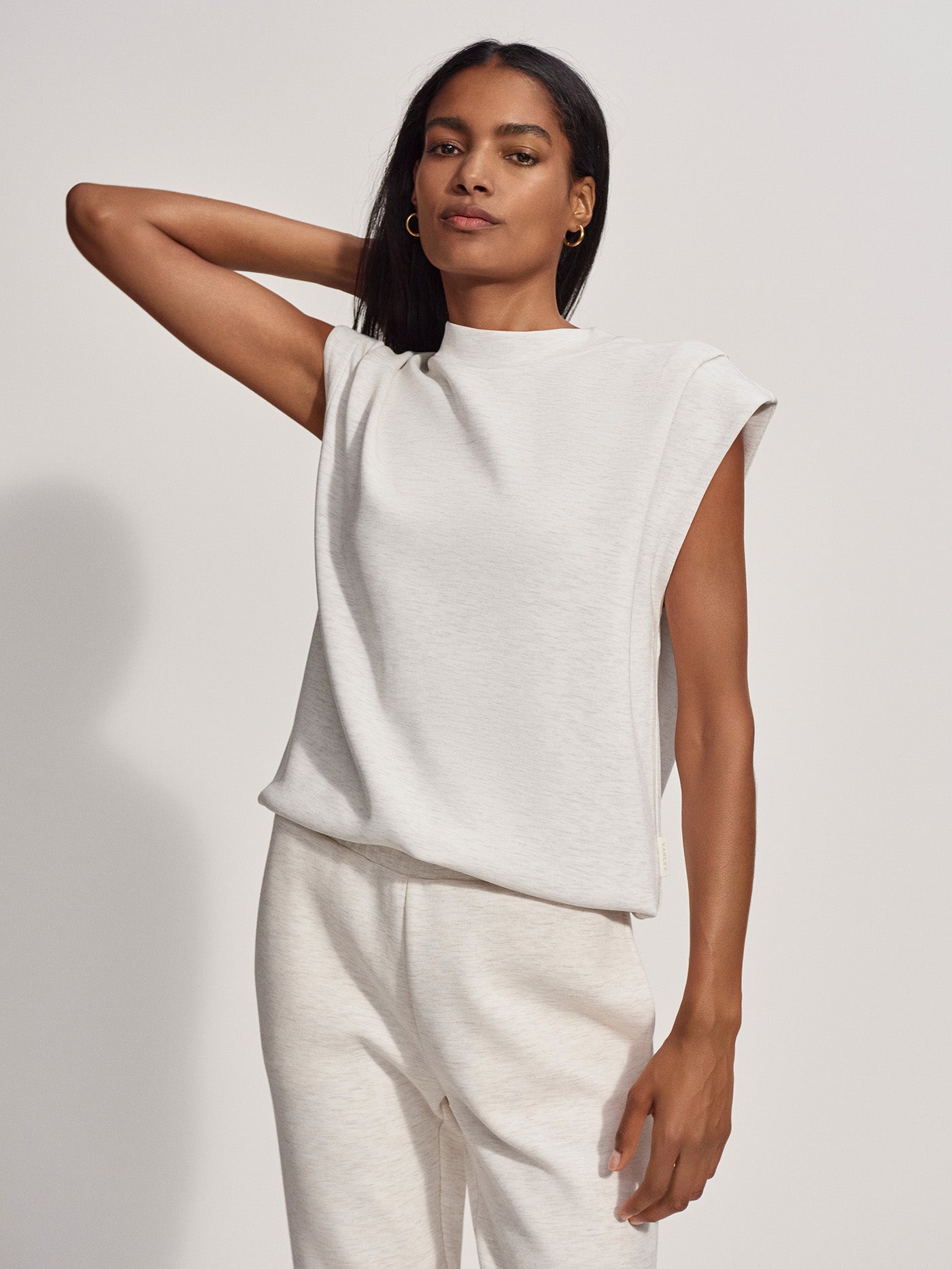 Varley Otis Sleeveless Sweat - Ivory Marl