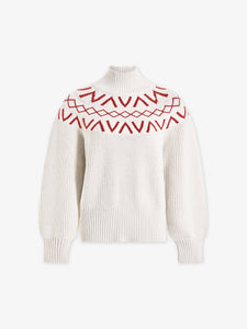 Varley Marcie Fairisle Yoke Knit Sweater - Silver Birch