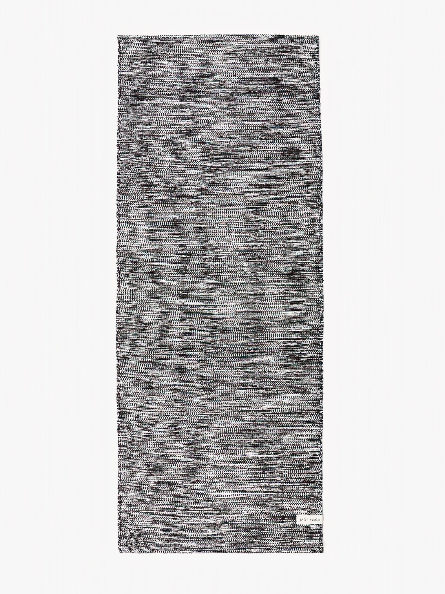 Dark gray textured yoga Jade Yoga mat, front view.