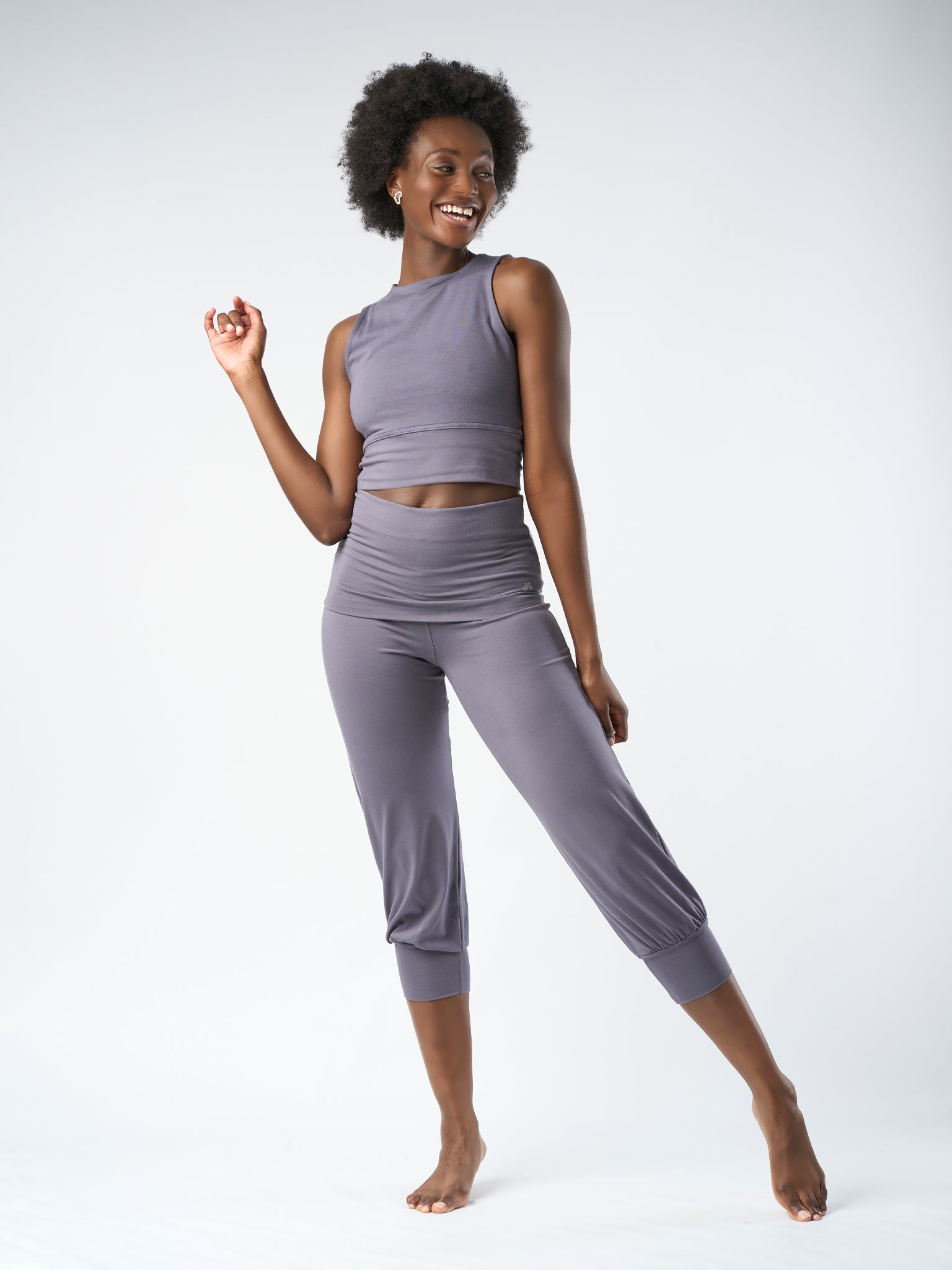 Gossypium Aspire Cropped Harem Pants - Ash Grey