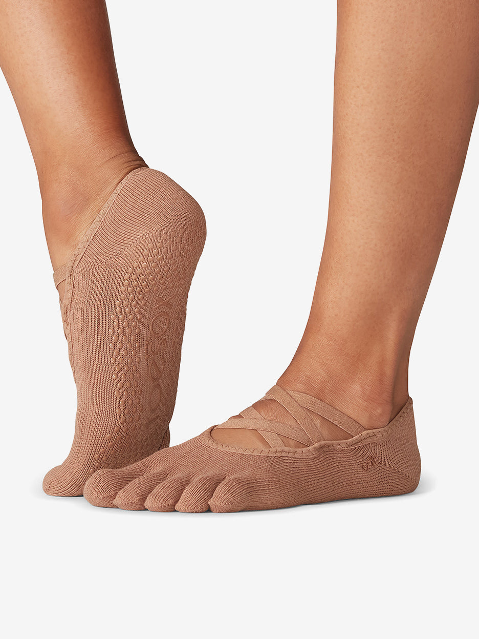 Toesox Full Toe Elle Grip Socks - Natural