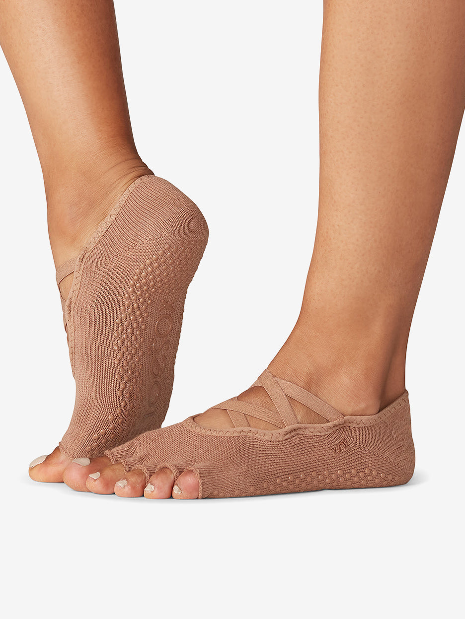 Toesox Half Toe Elle Grip Socks - Natural