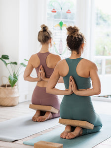 how to use sustainable eco friendly natural cork yoga block prop yoga pose