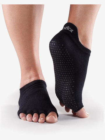 ToeSox Half Toe Low Rise Grip Socks - Black